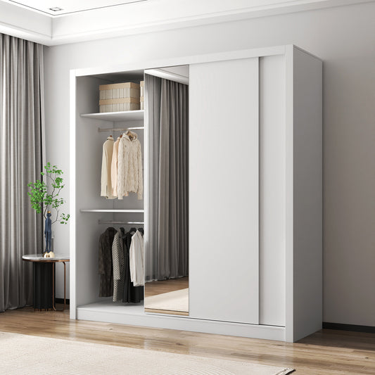 Sliding Wardrove 2 Door With Mirror Color: White