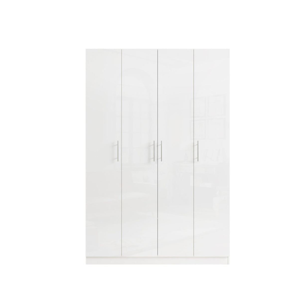 Wardrobe 4 Door Color: Glossy White Model:WD4D-OFW