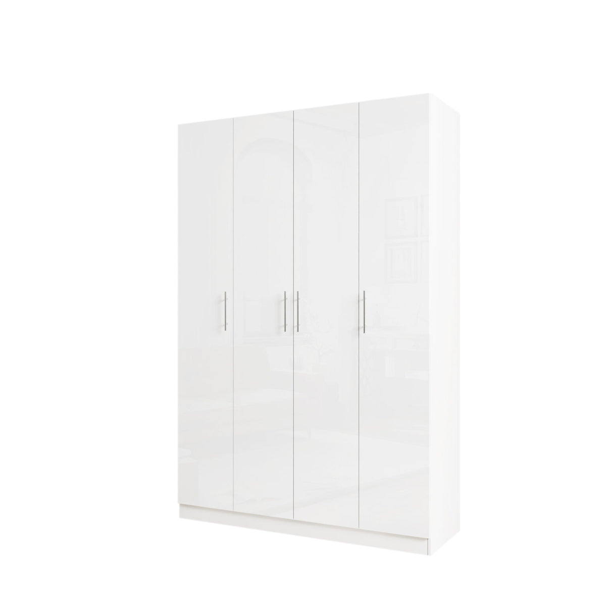 Wardrobe 4 Door Color: Glossy White Model:WD4D-OFW