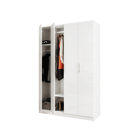 Wardrobe 4 Door Color: Glossy White Model:WD4D-OFW