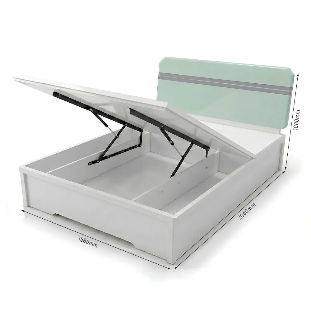 Queen Size Bedroom Set with Storage Bed & Open Door Wardrobe Model: P029