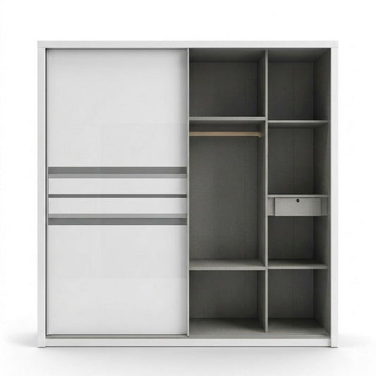 Sliding Door Wardrove Model: P006 Color: White & Grey