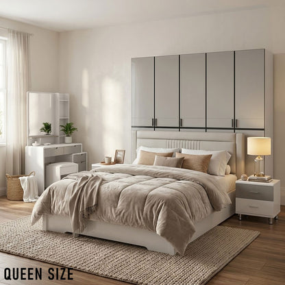 Queen Size Bedroom Set with Storage Bed & Open Door Wardrobe Model: P053