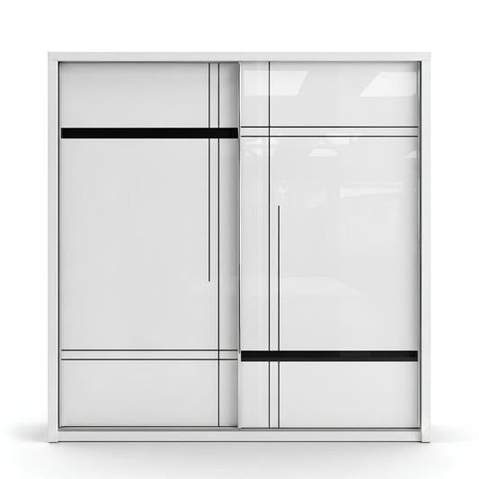 Sliding Door Wardrobe Model: P002 Colour: White & Black