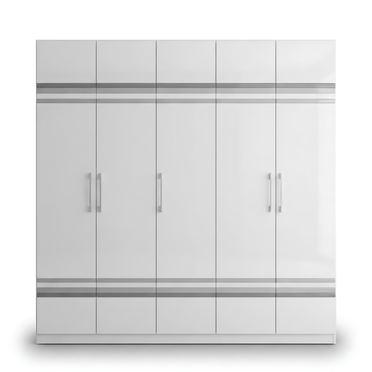 5 Door Wardrobe Model: P006 Colour: White & Grey