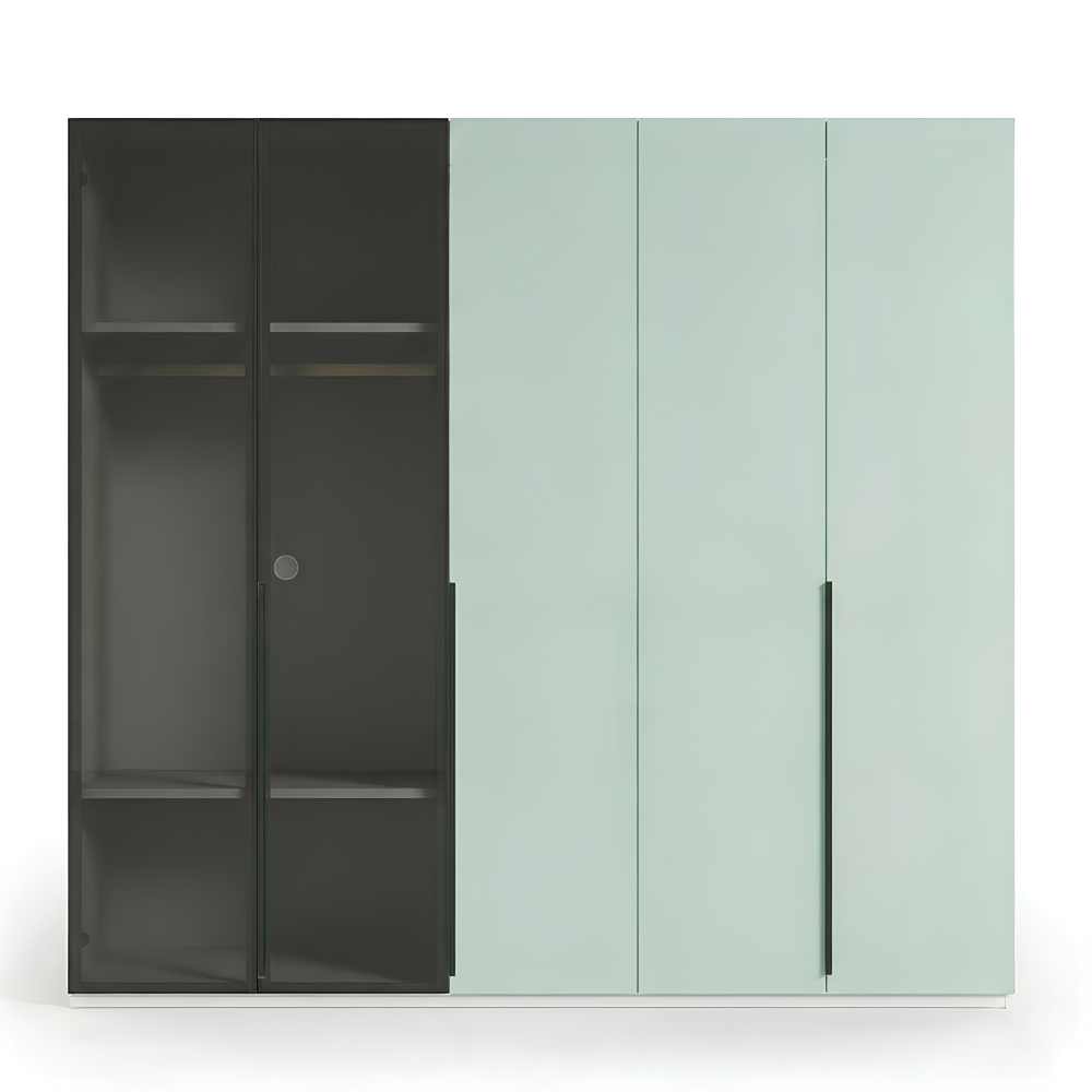 Queen Size Bedroom Set with Storage Bed & Open Door Wardrobe