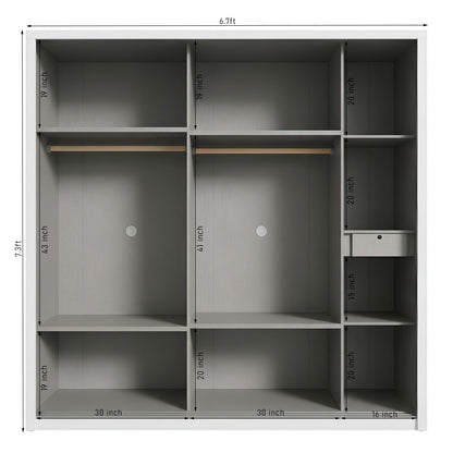 Queen Size Bedroom Set with Storage Bed & Sliding Door Wardrobe Model: P002