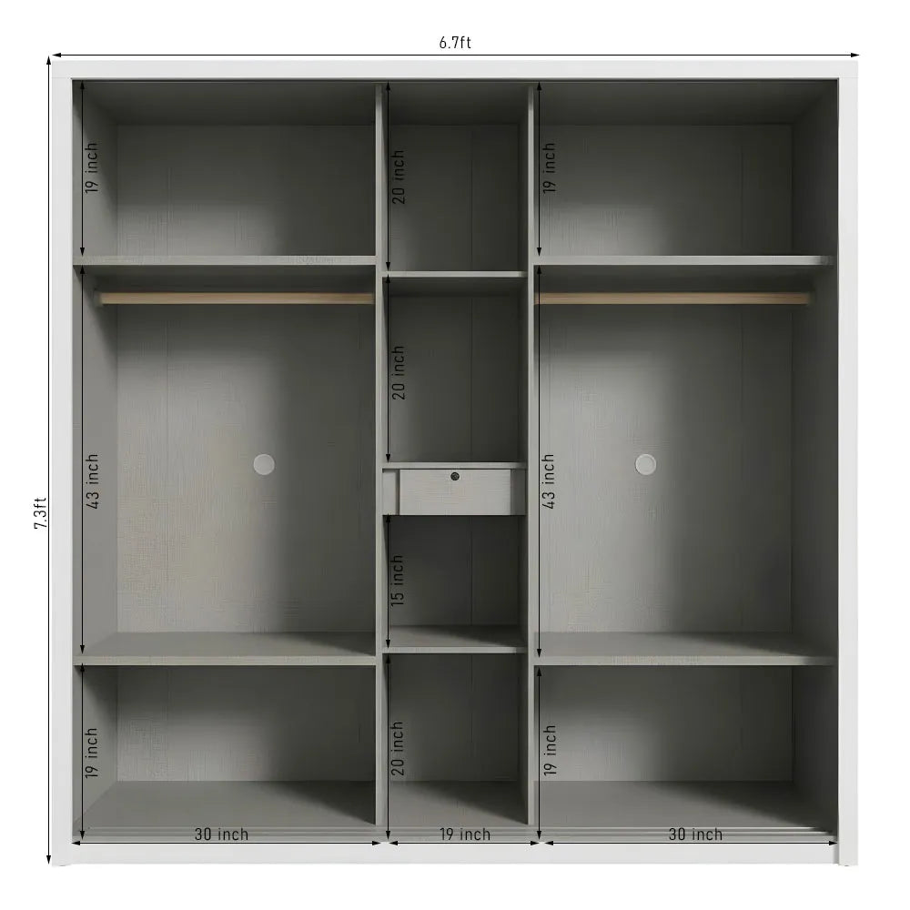 Queen Size Bedroom Set with Storage Bed & Open Door Wardrobe Model: P029