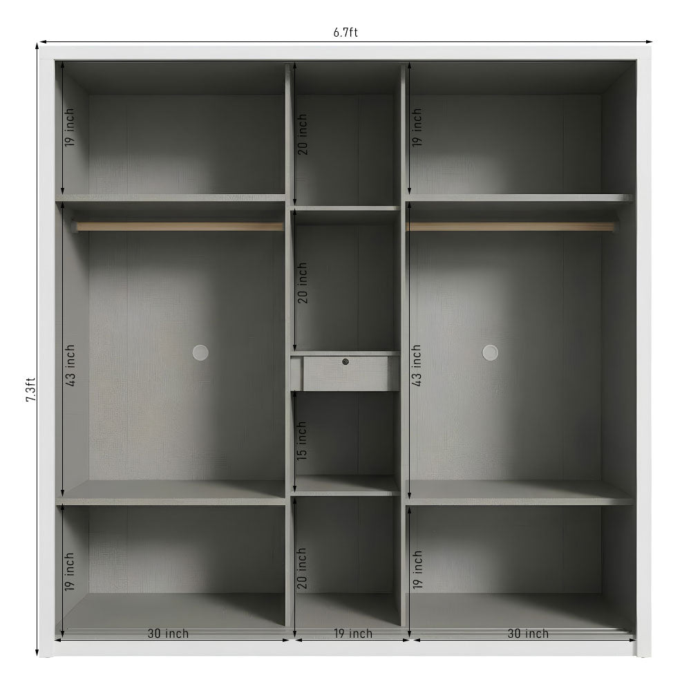Queen Size Bedroom Set with Storage Bed & Open Door Wardrobe