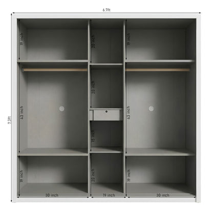 Queen Size Bedroom Set with Storage Bed & Open Door Wardrobe