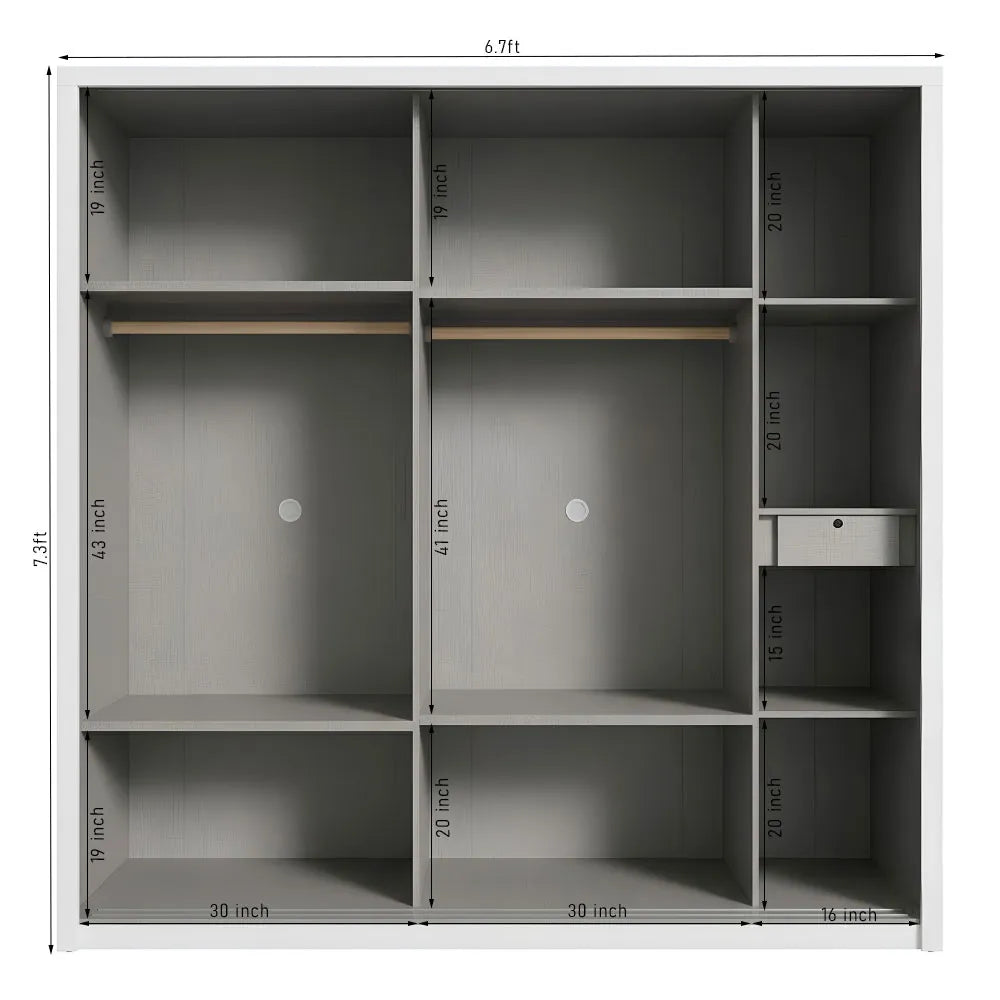 Queen Size Bedroom Set with Storage Bed & Sliding Door Wardrobe Model: P025
