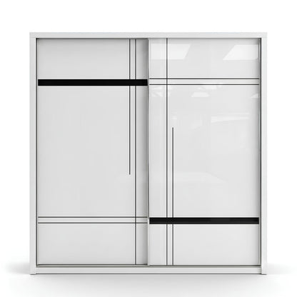 Queen Size Bedroom Set with Storage Bed & Sliding Door Wardrobe Model: P002